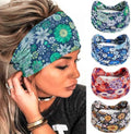 Olbye Wide Boho Headbands Floral Stretch Head Wraps Bohemian African Turban Hairbands Knotted Bandana Headband Yoga Running Head Scarfs Workout Hair Accessories for Women 4Pcs (Floral, 9.4 * 5.9'') by Olbye