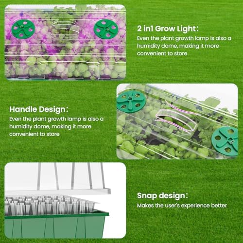 MIXC 2 Pack Seed Starter Tray with Grow Light, 80Cell Indoor Plant Grow Kit - Image 2
