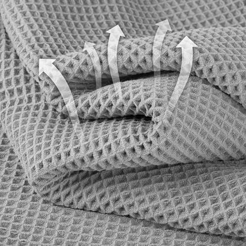 Microfiber Waffle Face Towels, 4 Pieces, Soft, Absorbent, Fast Drying, Lint Free 430 GSM (Silver) - Image 2