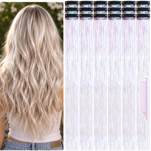 Hair Tinsel Clip in Pack of 18 Pcs Symphony White Hair Accessories by Uikreo-Designtoyourbeauty