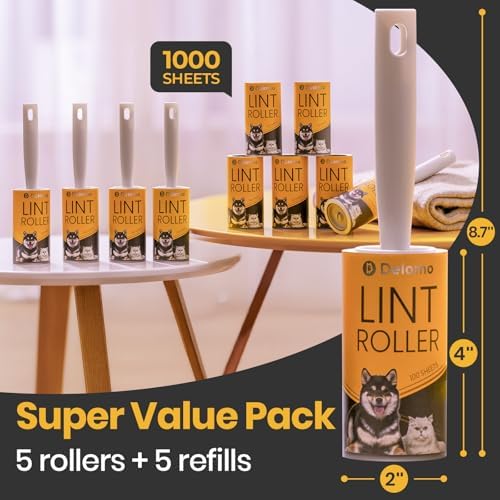DELOMO Lint Roller for Pet Hair Extra Sticky, Mega Value Set of 1000 Sheets - Image 5