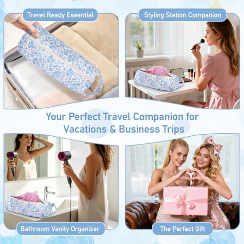 Hair Tool Organizer Travel Bag for Curling Irons & Dryers (Blue Flower) - Image 6