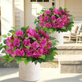 2Pack Artificial Bougainvillea Tree, Red Fake Bushes for Outdoor by HOENLE