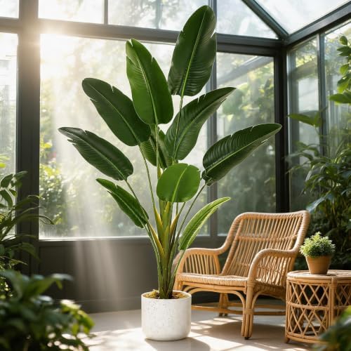 Garvee 4FT Artificial Banana Tree with Planter, Fake Tropical Trees by Garvee