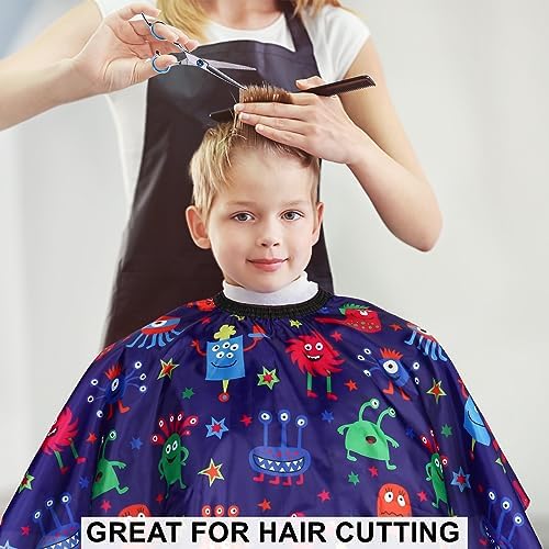 Kids Barber Cape with Neck Duster Brush, Professional Salon Hair Cutting Cape with Adjustable Snap Closure(Cartoon Monster) - Image 5