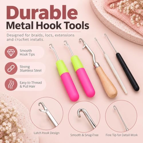 Hair Braiding Tool Kit,10-Piece Hooks,Brushes and Combs - Image 3