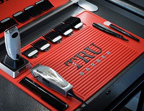TRU BARBER Organizer Mat 18" X 13" (RED) Flexible PVC Station Mat, Salon Barbershop Work Station Pads, Beauty Salon Tools, Counter mat for Clippers, Anti Slip - Image 3