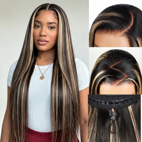 6x5 Highlight Lace Front Wig Human Hair 20 Inch Straight by Megalookhair