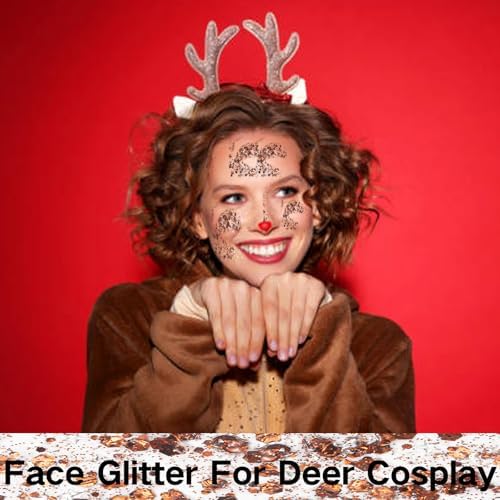 MEICOLY Brown Body Glitter,Deer Maroon Face Glitter Gel,Holographic Mermaid Sequins Halloween Glitter Face Paint,Self-Adhesive Chunky Glitter for Face Body Hair,Glitter Makeup for Women and Kids - Image 2