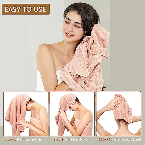 Microfiber Hair Towel Quick Dry Hair Towel Hair Drying Towels Suitable for All Kinds of Hair Ultra Absorbent Long and Thick Hair 20X40inch White (1pcs) - Image 3