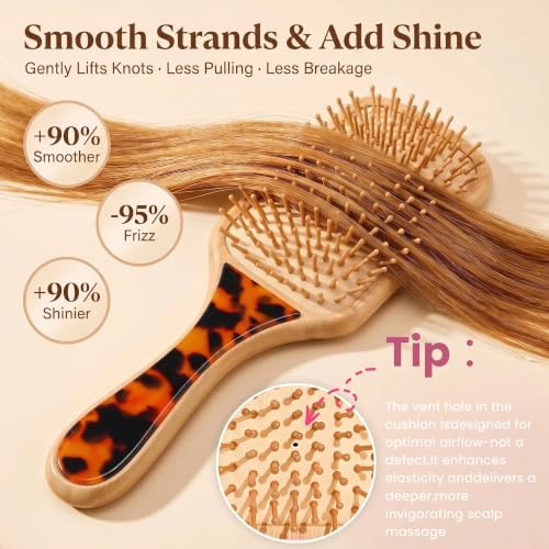 Bamboo Hair Brush with Double-Sided Marble Acetate - Image 2