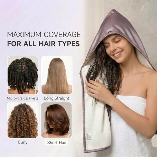 Microfiber Hair Towel Wrap, Satin Quick Dry Turban Women Long - Image 4