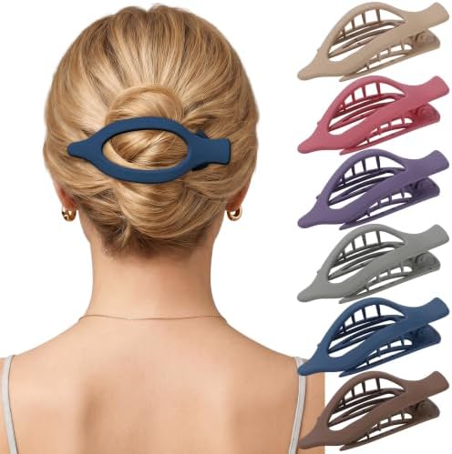 AWAYTR 6Pcs French Flat Hair Clips, Lay Flat Claw Clip for Women by AWAYTR