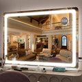 FENNIO Vanity Mirror with Lights 32"x22", Lighted Makeup Mirror, Large Vanity Mirror with Lights, Touch Sensor with 3-Color Lighting, USB Charging Port for Vanity Desk Tabletop by FENNIOLEDMIRRORS