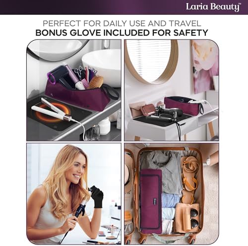 2-in-1 Hot Hair Tools Travel Bag, Removable Heat-Resistant Silicone Mat, Clear Pockets for Accessories, Protects Surfaces from Burns, Ideal for Curling & Flat Irons, Includes Heat-Resistant Glove - Image 2