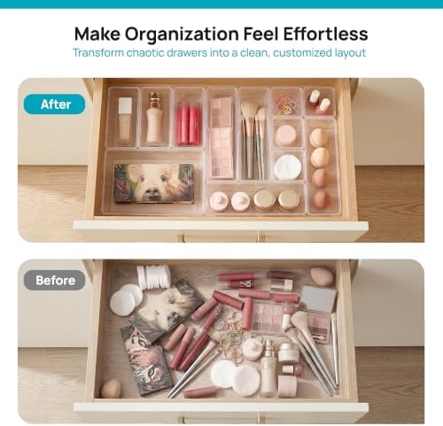Vtopmart 44 PCS Drawer Organizers Set for Vanity Bathroom Makeup Desk - Image 2
