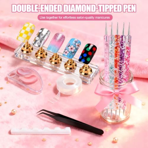 Artdone Nail Art Brushes With Nail Stands Nail Art Tool Set, Dotting Tools, Dust Brush,Striping Brushes for Long Lines, Drawing Pen For Gel Polish Design supply - Image 3