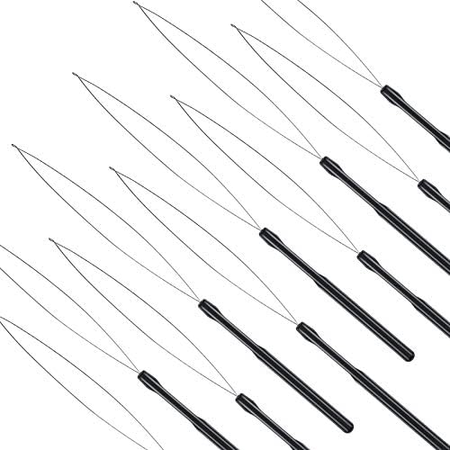 Zonon 10 Pcs Loop Needle Threader Tool for Hair Extension Bead,Black - Image 4