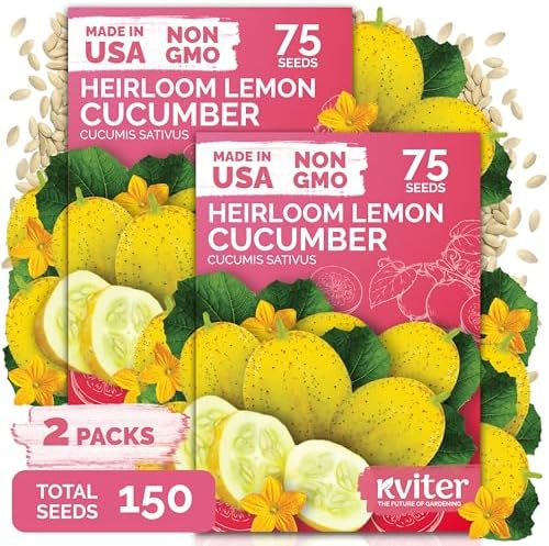 150 Lemon Cucumber Heirloom Vegetable Seeds for Planting, Cucumis Sativus by KVITER