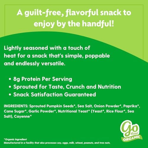 Go Raw Organic Sprouted Pumpkin Seeds - Savory Seasoned Salted Pepita Snack - Image 3