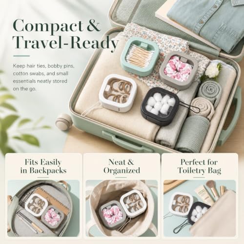 Kathfly 4 Pcs Hair Tie Organizer Travel, Stackable, Neutral Color - Image 3