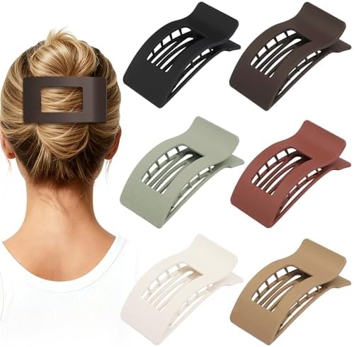 French Flat Hair Clips for Women 6pcs Hair Claw Clips for Thick or Thin Hair Matte Claw Clips for Girls Barrettes Non-Slip Strong Hold Hair Accessories for Women (Basic) by Artchita