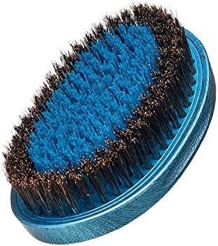 RED Premium Boar Bristles Brush with Case Pocket Wave Bow Wow 360 Wave Tool for Men Curved Hard (Blue) - Image 2