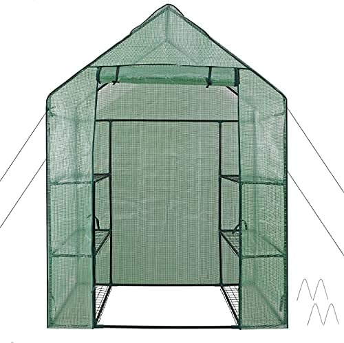 3 Tiers 6 Shelves Walk-in Greenhouse for Outdoors, Portable PE Cover Green House with Anchors and Ropes, Plant Gardening Hot House for Seedling Flowers Growing, 55.9 x 28.3 x 75.59 inch - Image 7