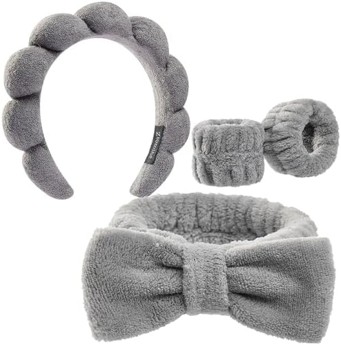 Ztomine Headbands for Women - Spa Headband and Wristband Set - Headband for Washing Face,Facial Mask,Makeup and Skin Care,Gifts for Women and Teen Girl Gifts Trendy Stuff by Ztomine