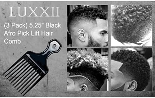 (3 Pack) 5.25" Plastic Afro Pick Lift Hair Comb Detangle Wig Braid Hair Man Styling Comb (Black_B) - Image 2