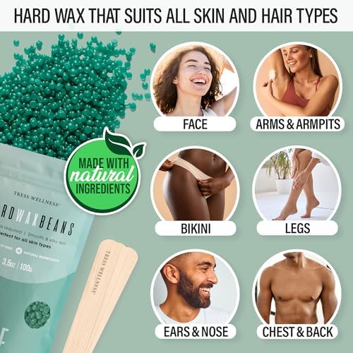 Tress Wellness Award Winning Waxing Kit for Sensitive Skin – Safe for Face & Skin, Easy to Use – At-Home Kit for Face, Bikini, Brazilian & Full Body - Digital Display, Green Mountain - Image 2