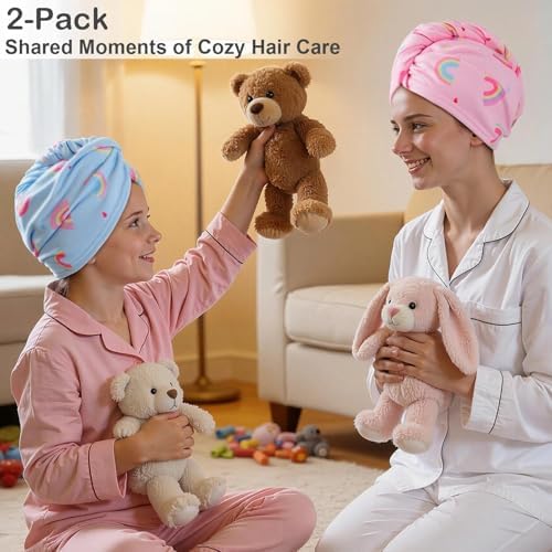 Microfiber Hair Towel Wrap for Kids Girls, Quick Dry Towel, 2 Pack - Image 5
