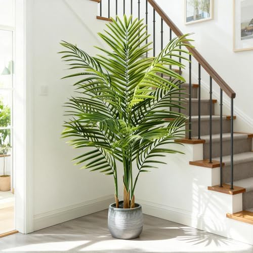 4ft Artificial Palm Tree Indoor, Large Fake Tropical Areca Palm with 13 Trunks, Tall Faux Floor Plants for Indoor Living Rooms Offices Bedroom Home Decor - Image 3