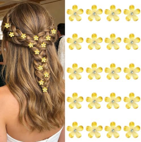YISSION 20Pcs Mini Ombre Yellow Flower Hair Clips Shiny Women Girls Wedding by YISSION