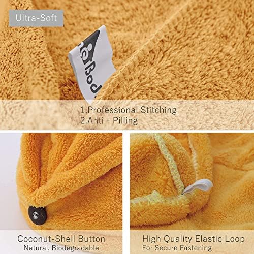 myHomeBody Hair Towel Wrap, Quick Drying Turban, Absorbent Cap – Mango - Image 5