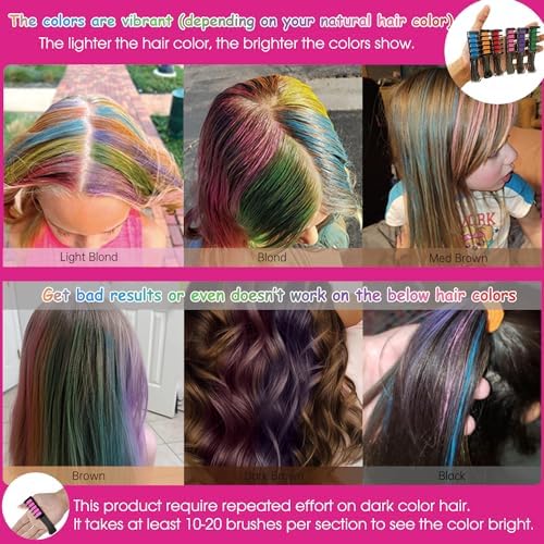New Hair Chalk Comb Temporary Hair Color Dye for Girls Kids, Washable Hair Chalk for Girls Age 4 5 6 7 8 9 10-12 Birthday Christmas New Year Cosplay Hair DIY Party - Image 2
