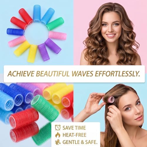 37PCS Self Grip Small Hair Rollers for Women Heatless Velcro Rollers for Hair Volume Set with Tail Comb for Medium Short Hair and Bangs DIY Curly Hairstyle(Colorful) - Image 7