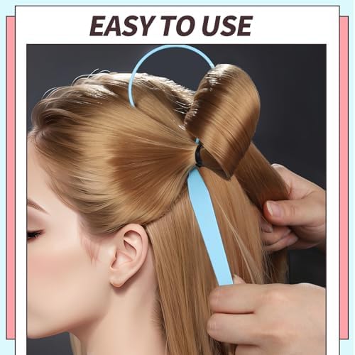 Teenitor 4pcs Pony Hair Tail Tools, 2 Pairs Hair Loop Styling Tool Hair Flipper Pull Through Tool, French Braiding Hair Tool Hair Accessories for Women Girls, Loop Hair Tool, Light Blue/Light Pink - Image 5