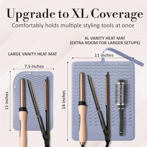 XL Vanity Mat, Heat Resistant Mat for Hair Tools, Vanity Décor, Dusty Blue - Image 3