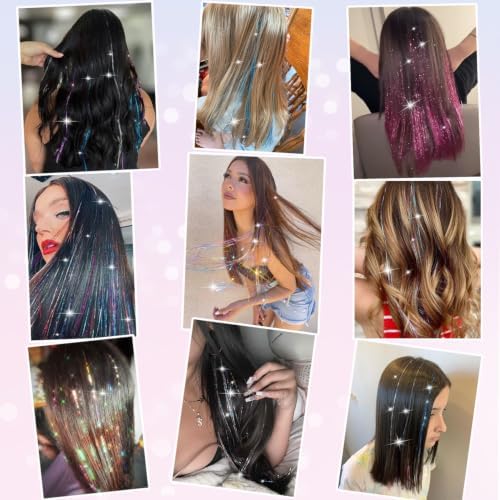 18 Pcs Hair Tinsel Clip in, Glitter Tinsel Hair Extensions - Image 7
