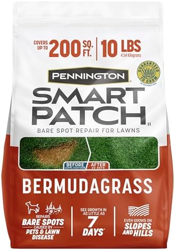 Pennington Smart Patch Bermuda Grass Seed, 10 lb, Bare Spot Repair with Mulch and Fertilizer by Pennington
