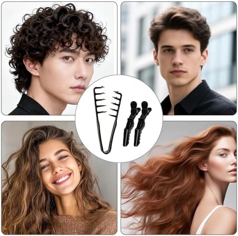 Ella & Sara 2Pcs Black Volumizing Texture Comb for Men & Women, Wide & Fine-Tooth Volumizing Hair Styling Tool, Root Lifter for Fine Hair, with 2Pack Alligator Clips, Suitable for All Hair Types - Image 6