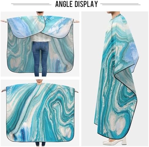 Blueangle Blue Marbling Barber Cape - Adjustable Waterproof Polyester Cape for Hairdresser Styling & Home, 65'' x 55'' - Image 5