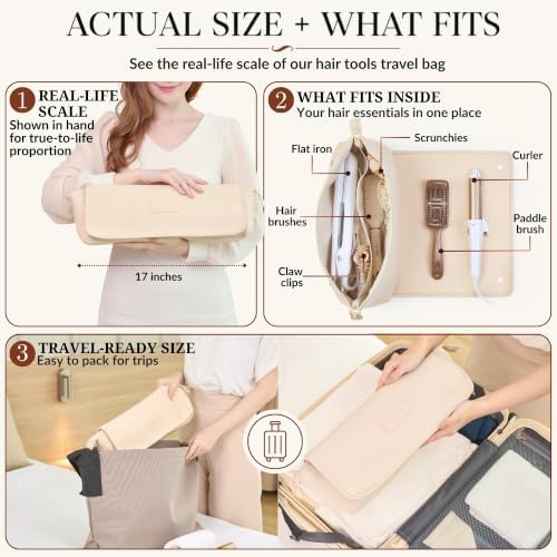 BAREFOOT CARIBOU Hair Tools Travel Bag and Heat Resistant Mat 17" (Ivory) - Image 2