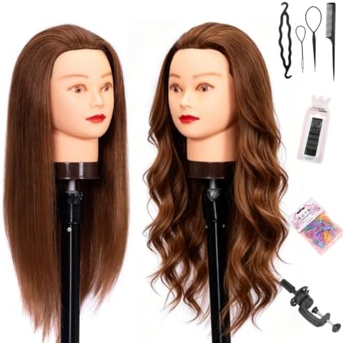 20inch 100% Mannequin Head Human Hair Doll Head for Hair Styling by Unknown