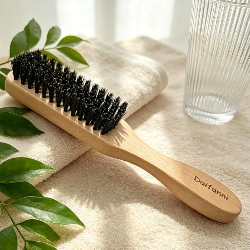 Slick Back Hair Brush with Boar Bristles Wooden Handle Smoothing Brush - Image 5