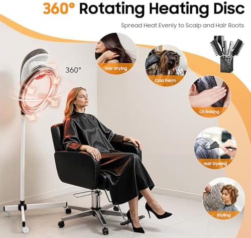 Orbiting Rotating Hair Processor,950 W Standing Hair Dryer,Orbital Infrared Stand Hair Dyeing for Hair Care,Dyeing,Oil Treatment (Grey) - Image 2