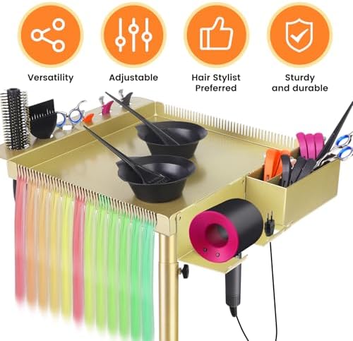 Salon Señor Gold Salon Rolling Tray Hair Extension Tray Cart - Image 6