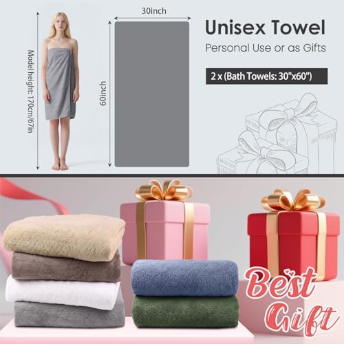 JML Microfiber Bath Towels with Hanging Loop, 2 Pack, 30 in x 60 in, Grey - Image 3