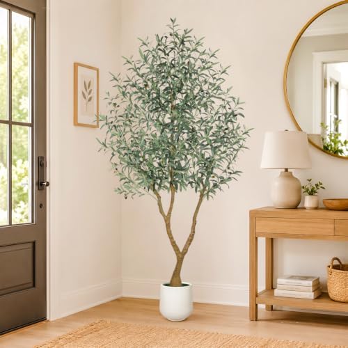 7FT Olive Trees Artificial Indoor - Fake Olive Tree Artificial Plants Indoor Fake Trees with Lifelike Fruits and Realistic Leaves for Modern Home Office Living Room Decor - Image 3
